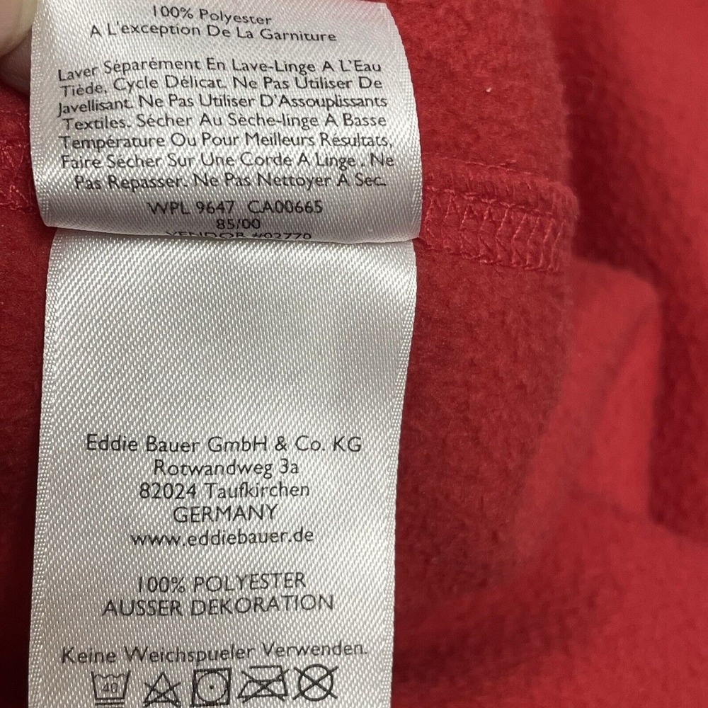 Eddie Bauer Womens S Polar Fleece Sweatshirt Red Pullover 1/4 Zip Long Sleeve - Picture 9 of 10